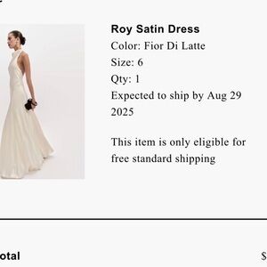 Reformation Fior Di Latte Satin Backless Dress
